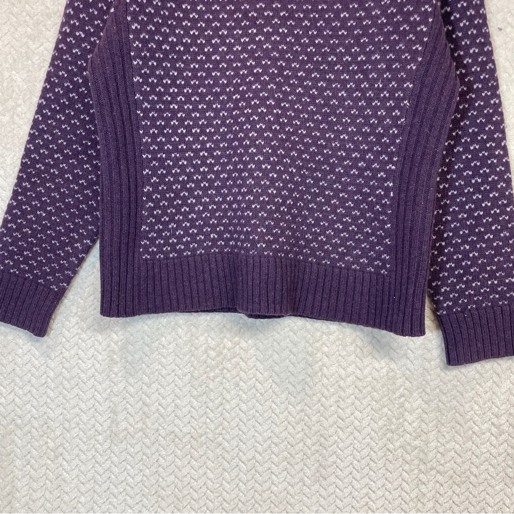 L.L. Bean women's purple classic lambswool birdseye knit sweater size M - Picture 7 of 11